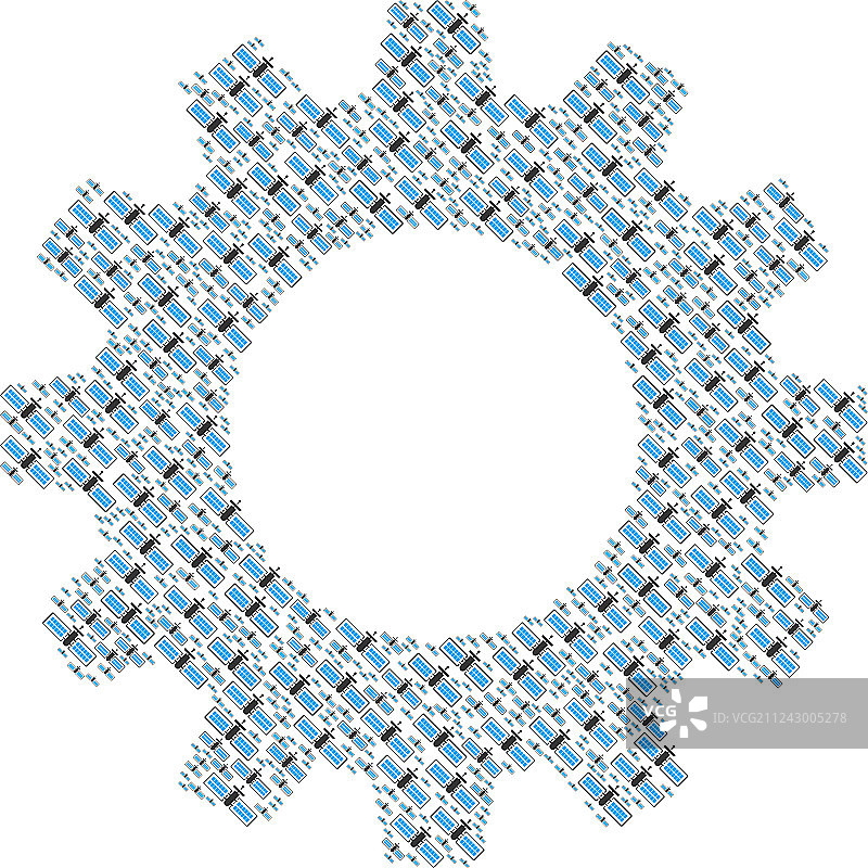 卫星图标的齿轮组合图片素材