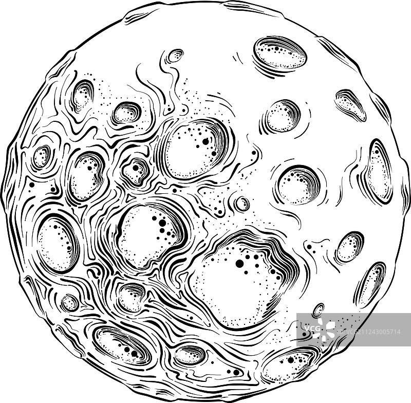 黑色月球手绘草图图片素材