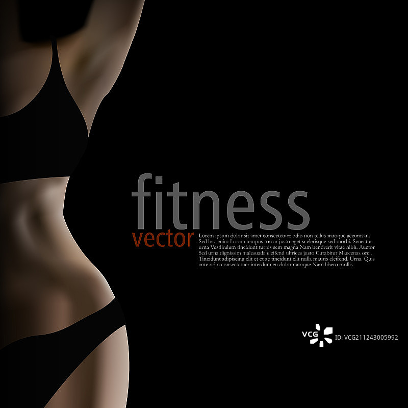 逼真的深色女性健身俱乐部海报模板图片素材