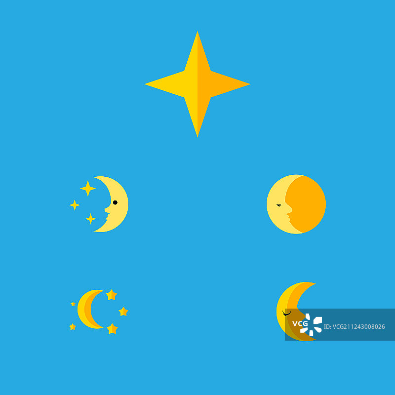 扁平风格月亮夜晚睡前图标图片素材