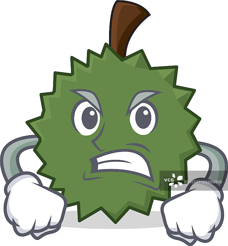 愤怒的榴莲吉祥物卡通风格图片素材