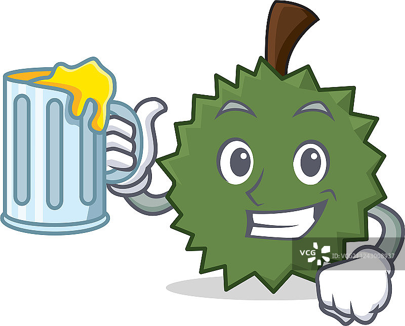 榴莲果汁卡通吉祥物图片素材