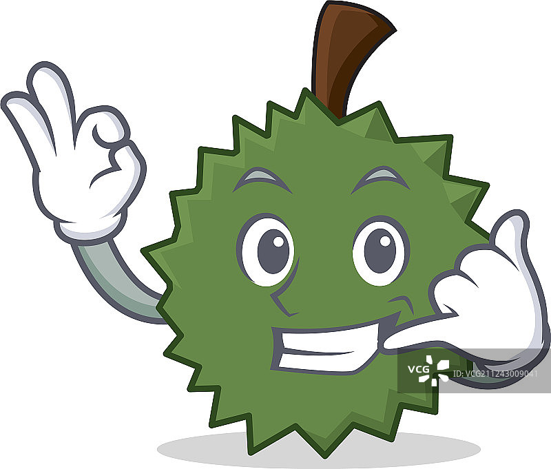 “打电话给我”榴莲卡通吉祥物图片素材