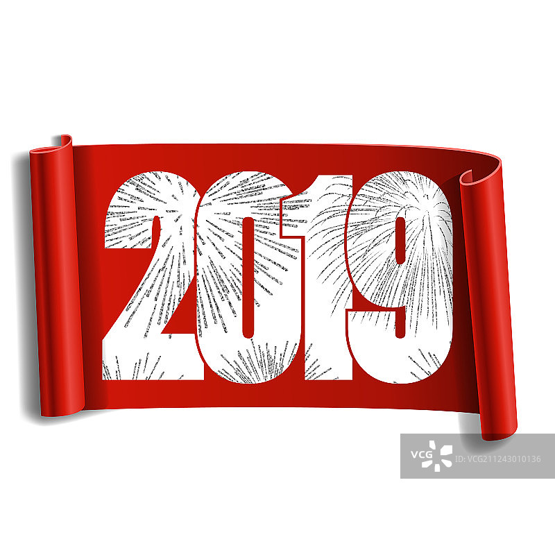 新年快乐白色数字2019银色贺卡图片素材