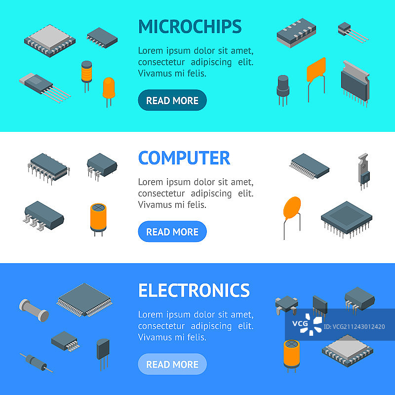 微芯片计算机电子元件banner图片素材