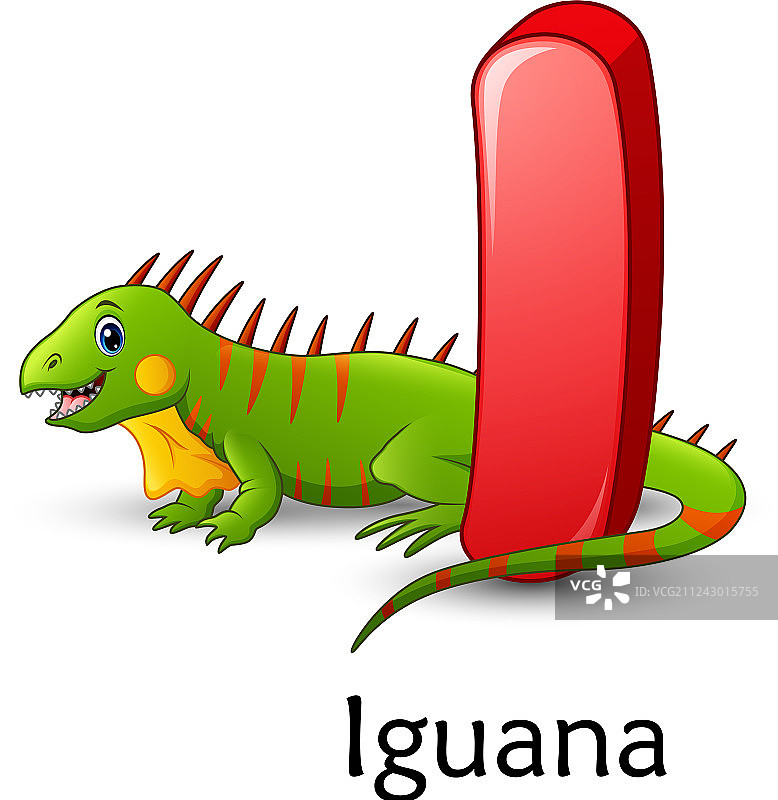 字母I代表鬣蜥卡通字母图片素材