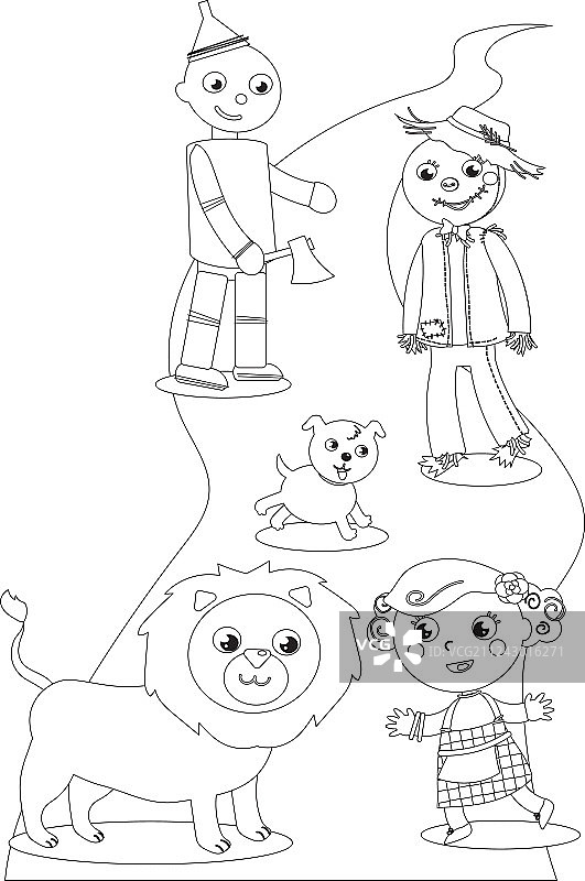 绿野仙踪人物涂色图片素材