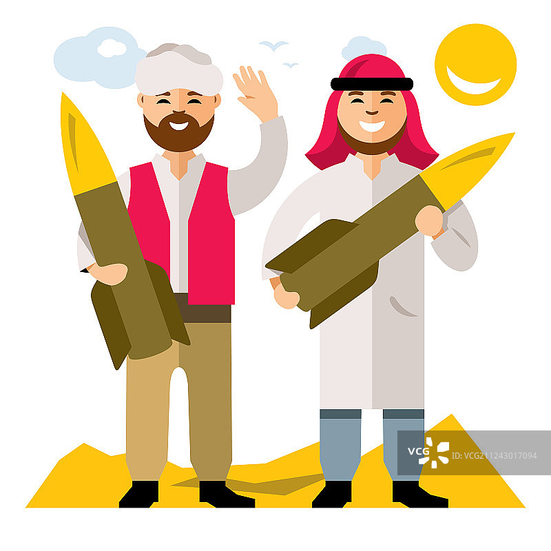 扁平风格的彩色弹头人物图片素材