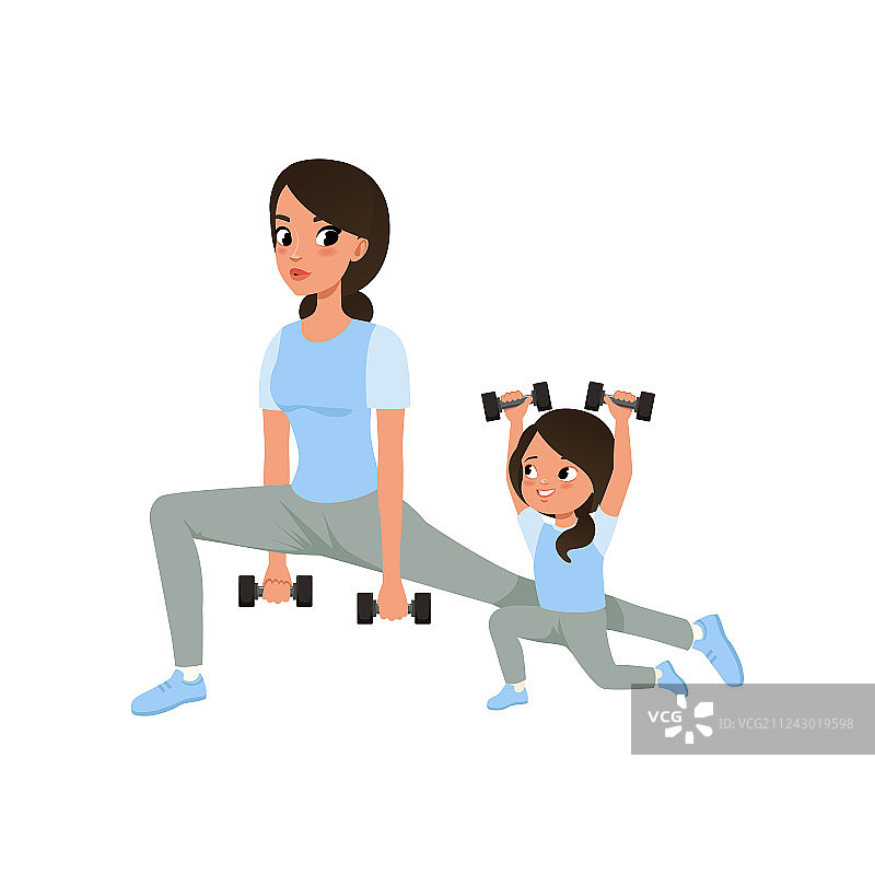 母女一起做早操图片素材