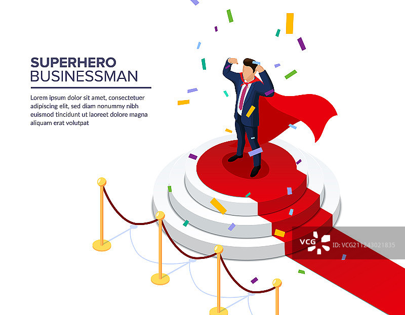 站在基座上的超级英雄商人图片素材