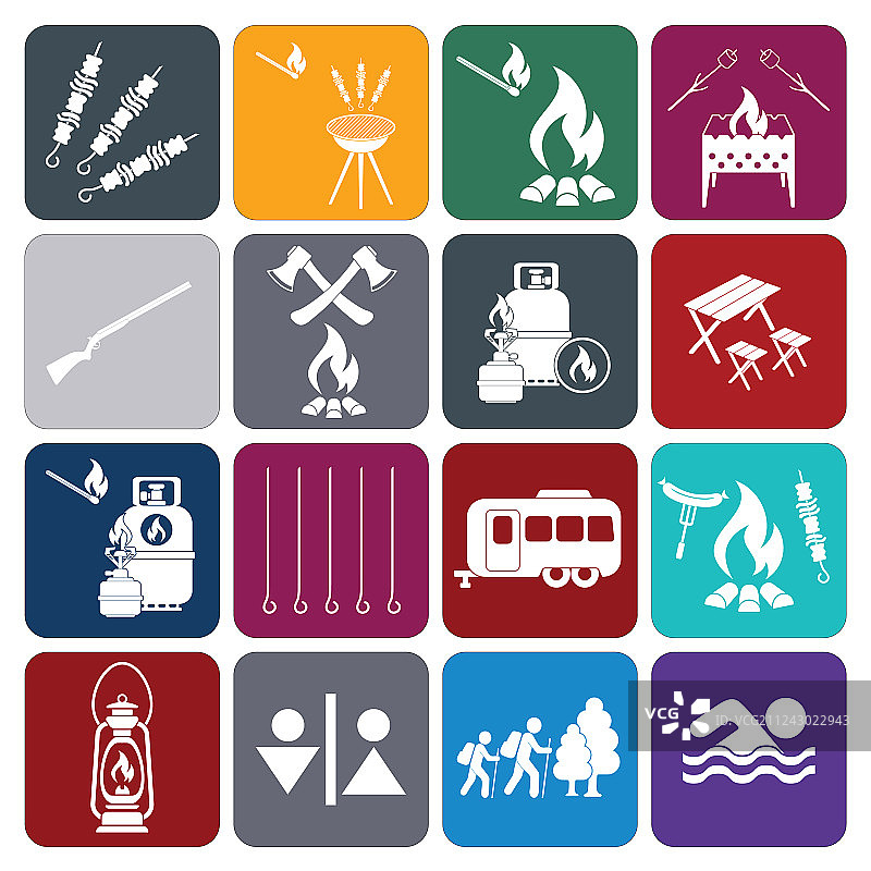 一套露营设备图标图片素材