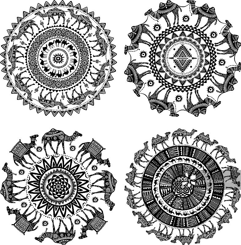 骆驼圆形装饰图案图片素材