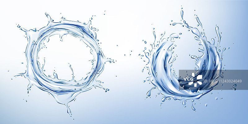 逼真的蓝色水花3D素材图片素材