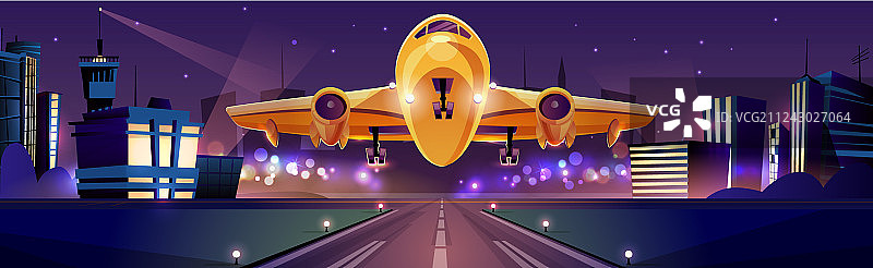 飞机从机场跑道起飞图片素材