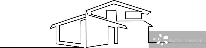 现代房屋logo连续单线绘画图片素材
