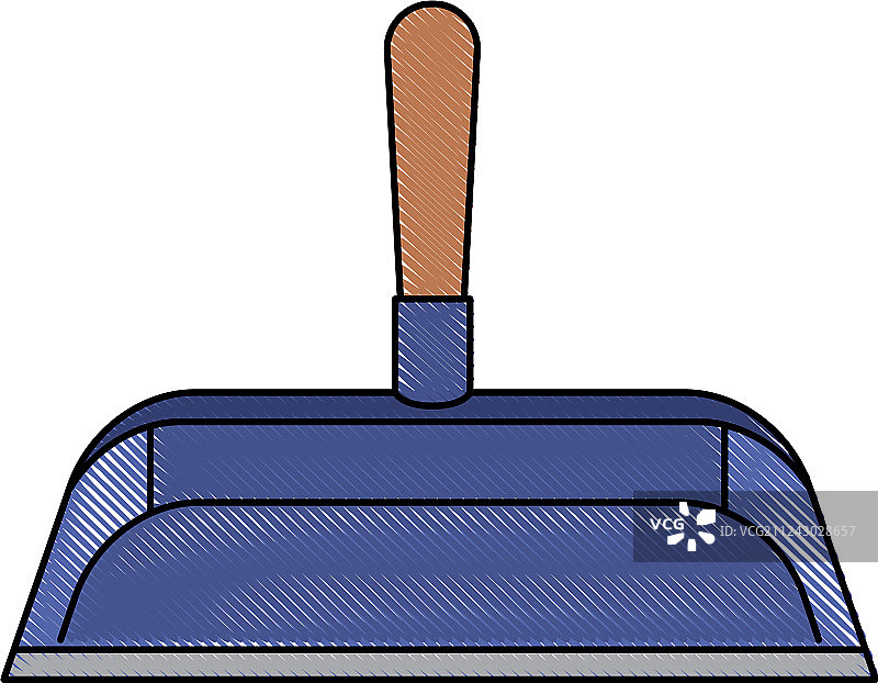 彩色蜡笔画木柄簸箕图片素材