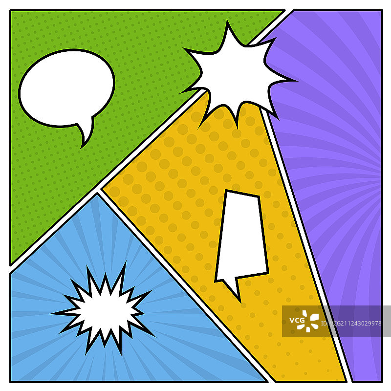 波普艺术风格的彩色漫画书页背景图片素材