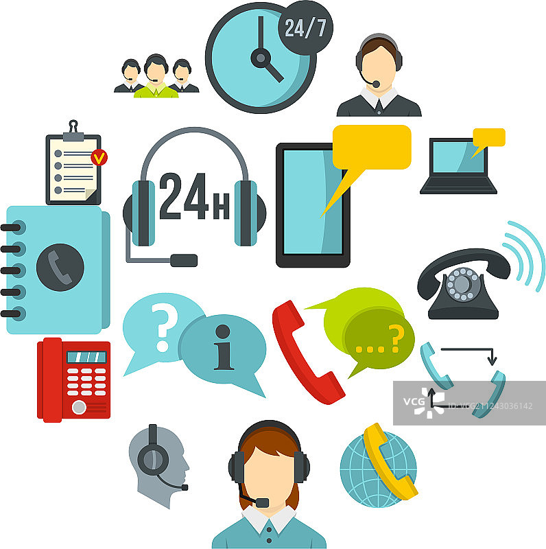 呼叫中心图标扁平化设计图片素材