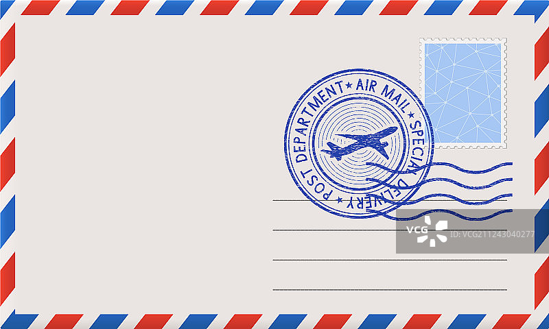 带邮票和邮戳的空白信封图片素材