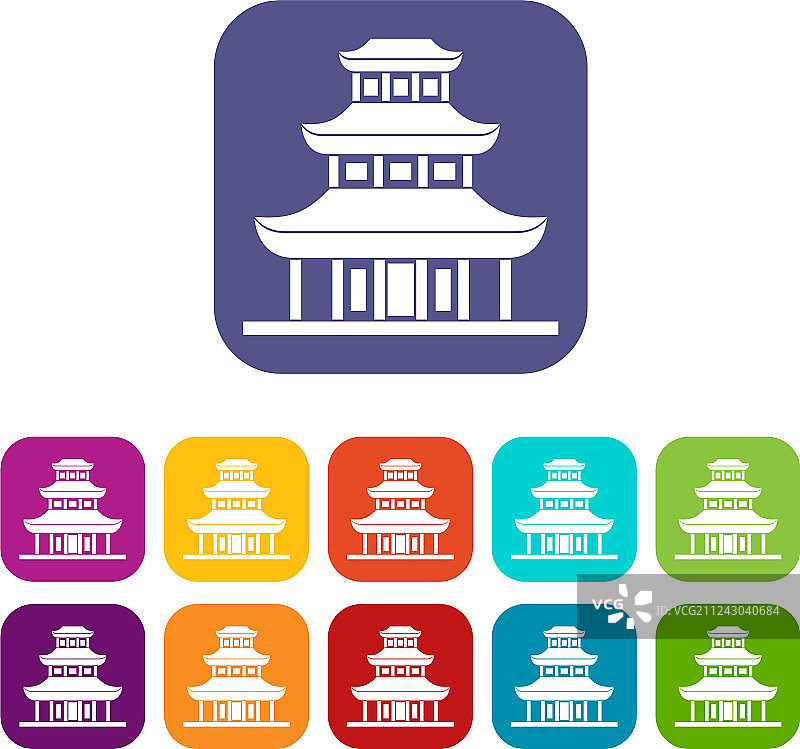 佛教寺庙图标集图片素材
