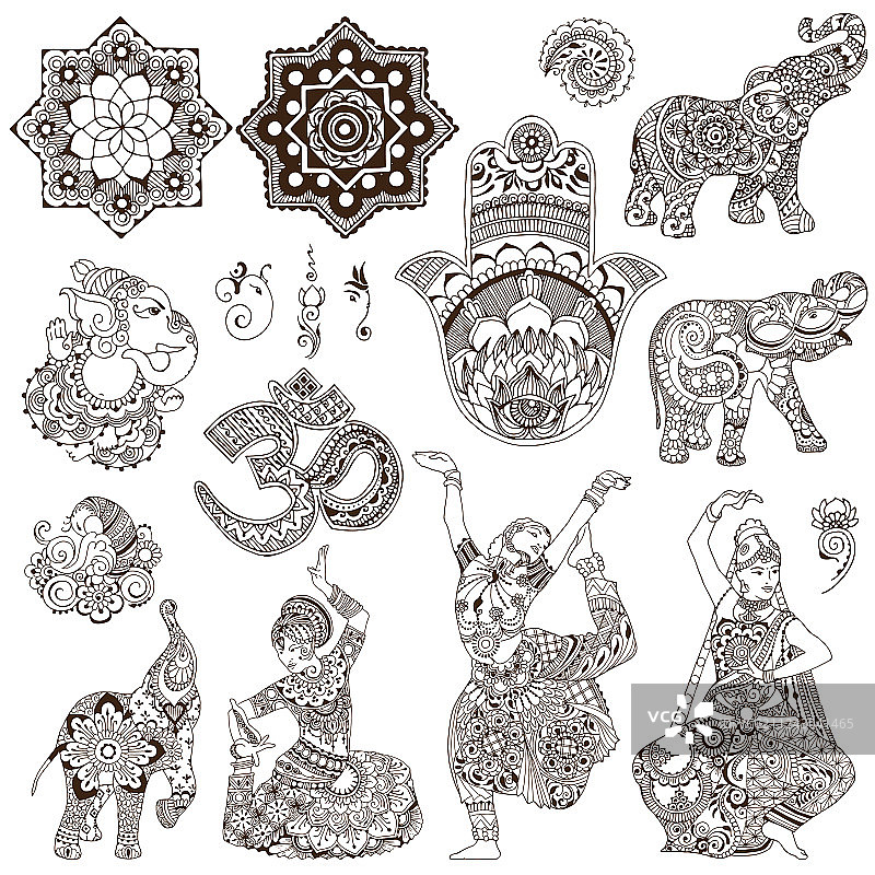 曼海蒂风格元素合集图片素材