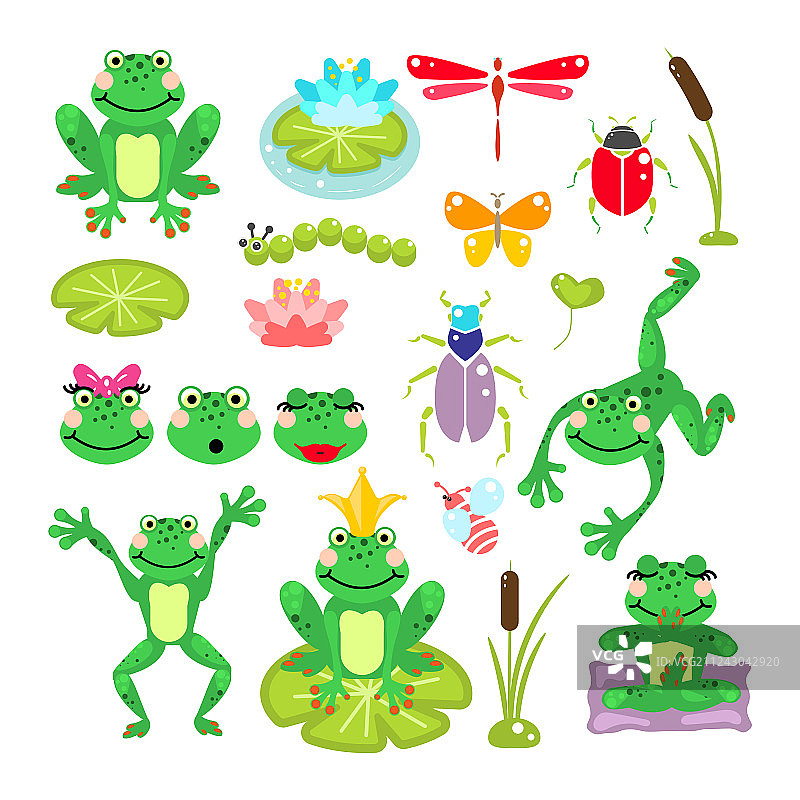 青蛙卡通绿色剪贴画合集图片素材