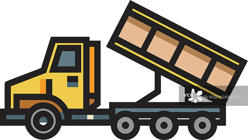 自卸卡车线条图片素材