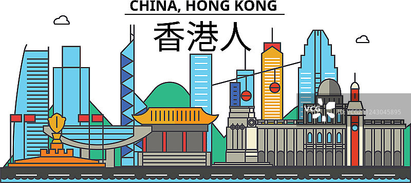 中国香港城市天际线建筑图片素材