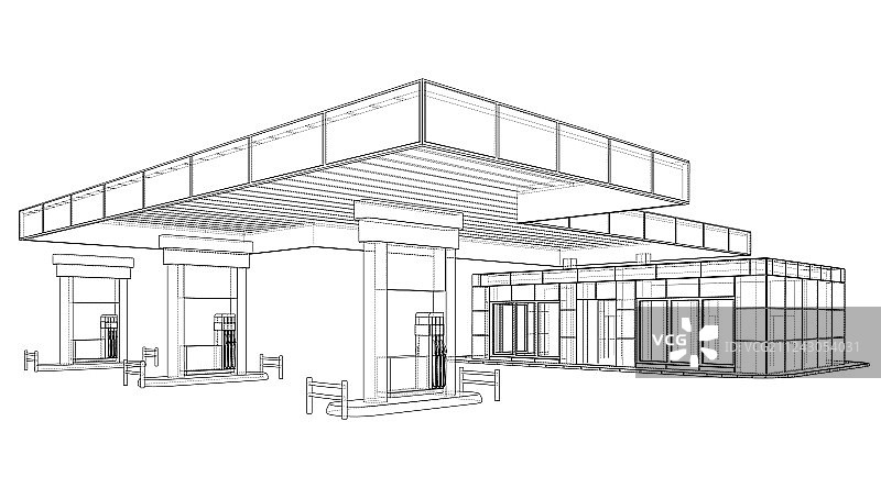 3D加油站渲染图图片素材
