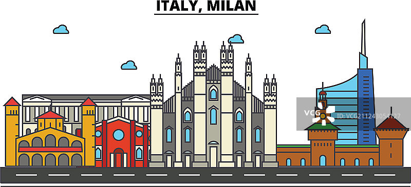 意大利米兰城市天际线建筑图片素材