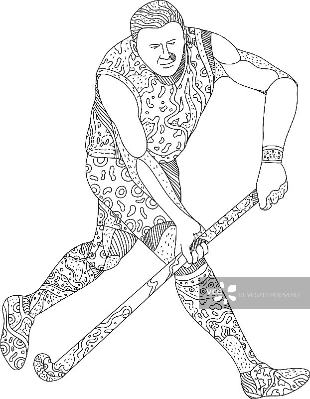 曲棍球运动员涂鸦图片素材