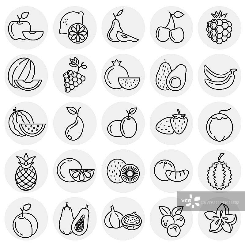 圆形背景水果图标合集图片素材