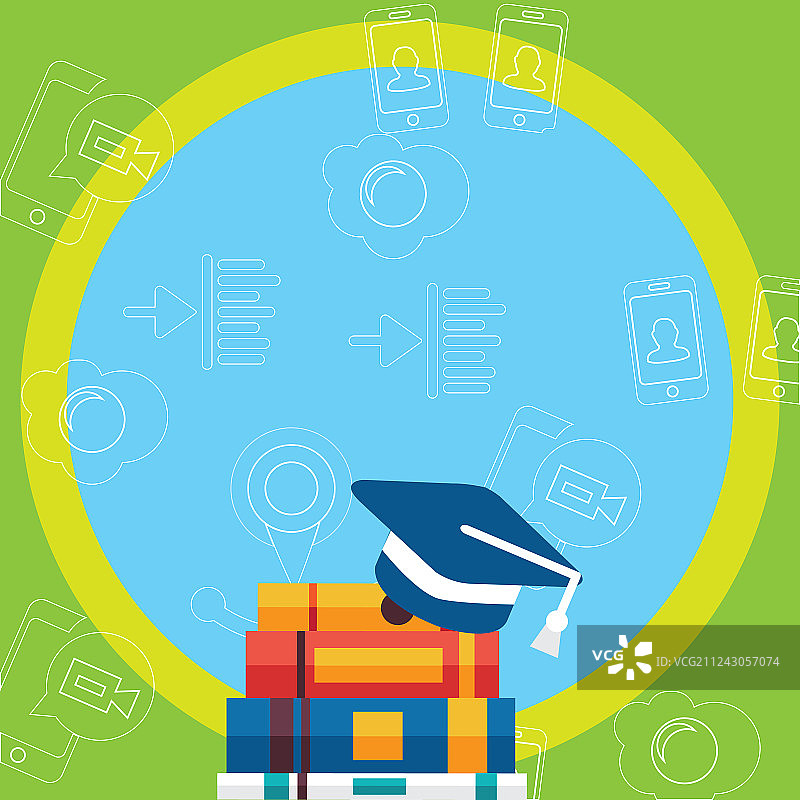 蓝色毕业帽与白色背景图片素材