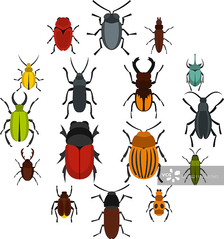 虫子扁平图标集图片素材