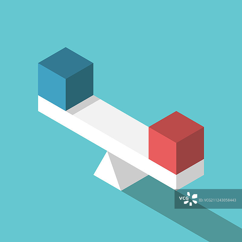 2.5D带立方体的天平图片素材