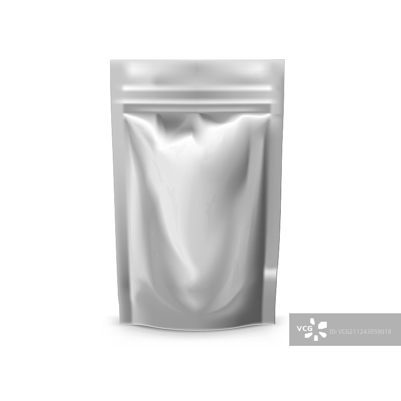 白色背景上的空白塑料食品袋图片素材