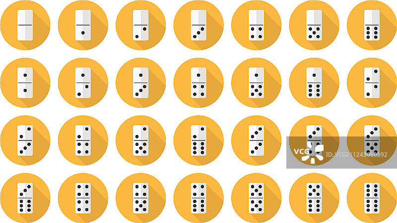 双六骨牌扁平图标集图片素材