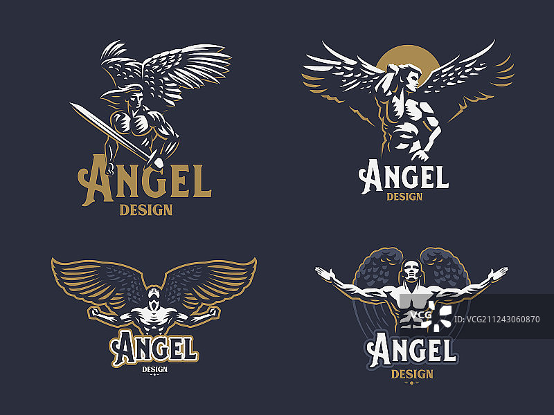 天使男人徽章套装图片素材