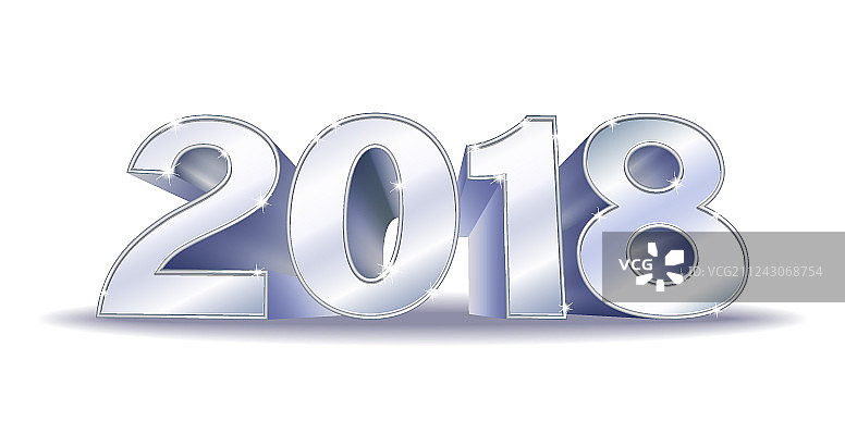 2018新年银色数字图片素材