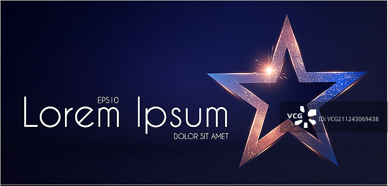 带有闪光和灯光效果的金色星星标志图片素材