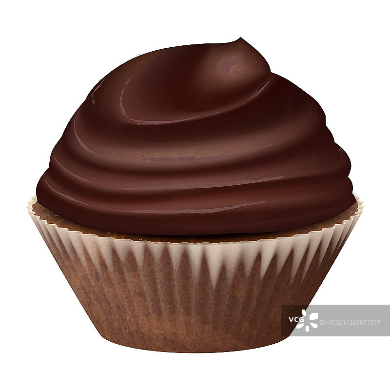 逼真巧克力纸杯蛋糕图片素材
