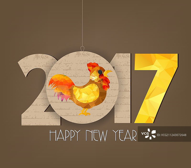 2017中国新年多边形雄鸡图片素材