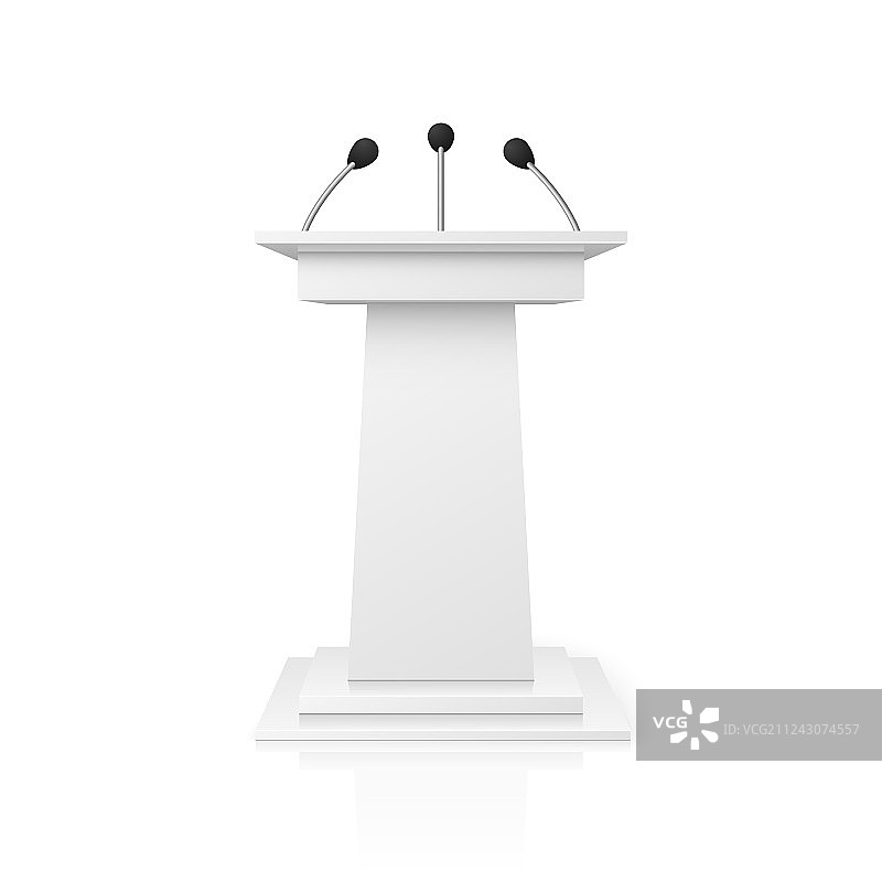 用于公开演讲的白色空讲台图片素材