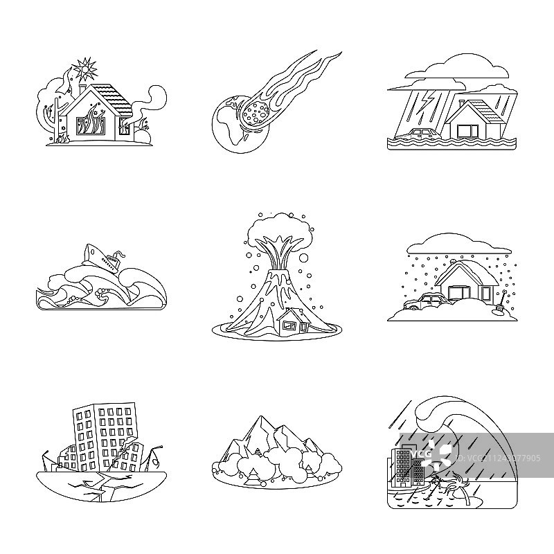 自然和灾害标志的独立元素图片素材