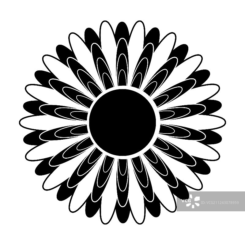 花朵黑白剪影图片素材