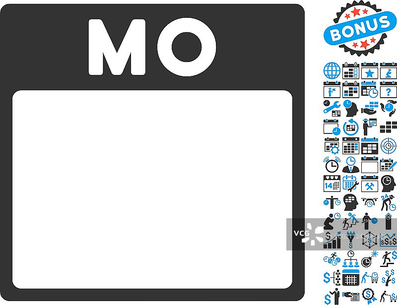 星期一日历页扁平图标与奖励图片素材