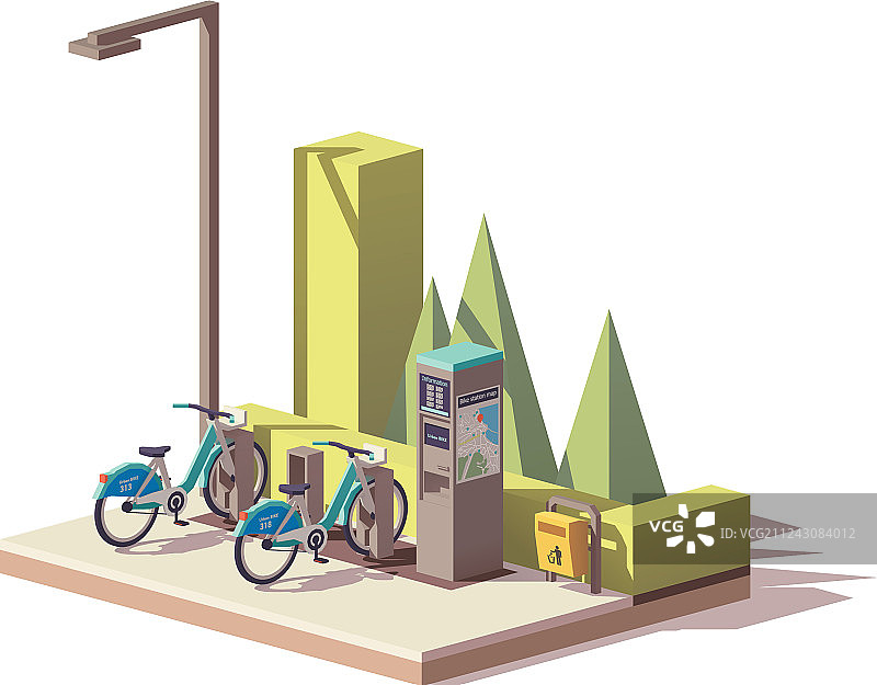 低多边形自行车共享系统图片素材