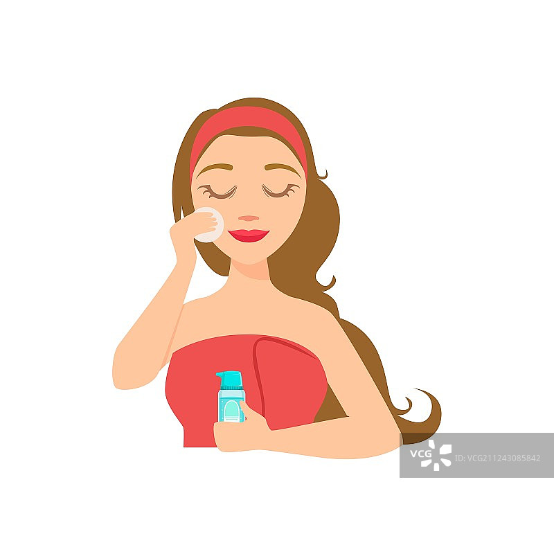 女人用护肤品卸妆图片素材