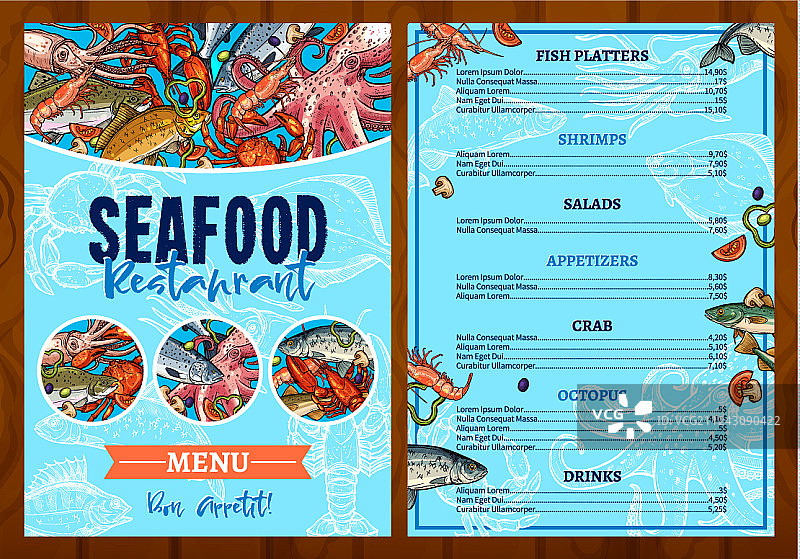 海鲜餐厅菜单图片素材