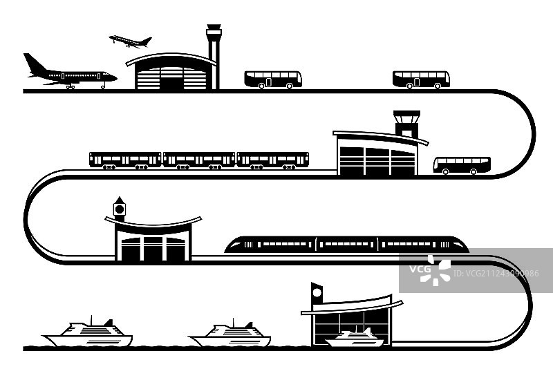 不同交通站点的旅行图片素材